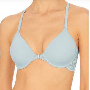 Natori Lush Front Close Contour Underwire Bra Minty / Soft Blue 32 DDD NWOT
